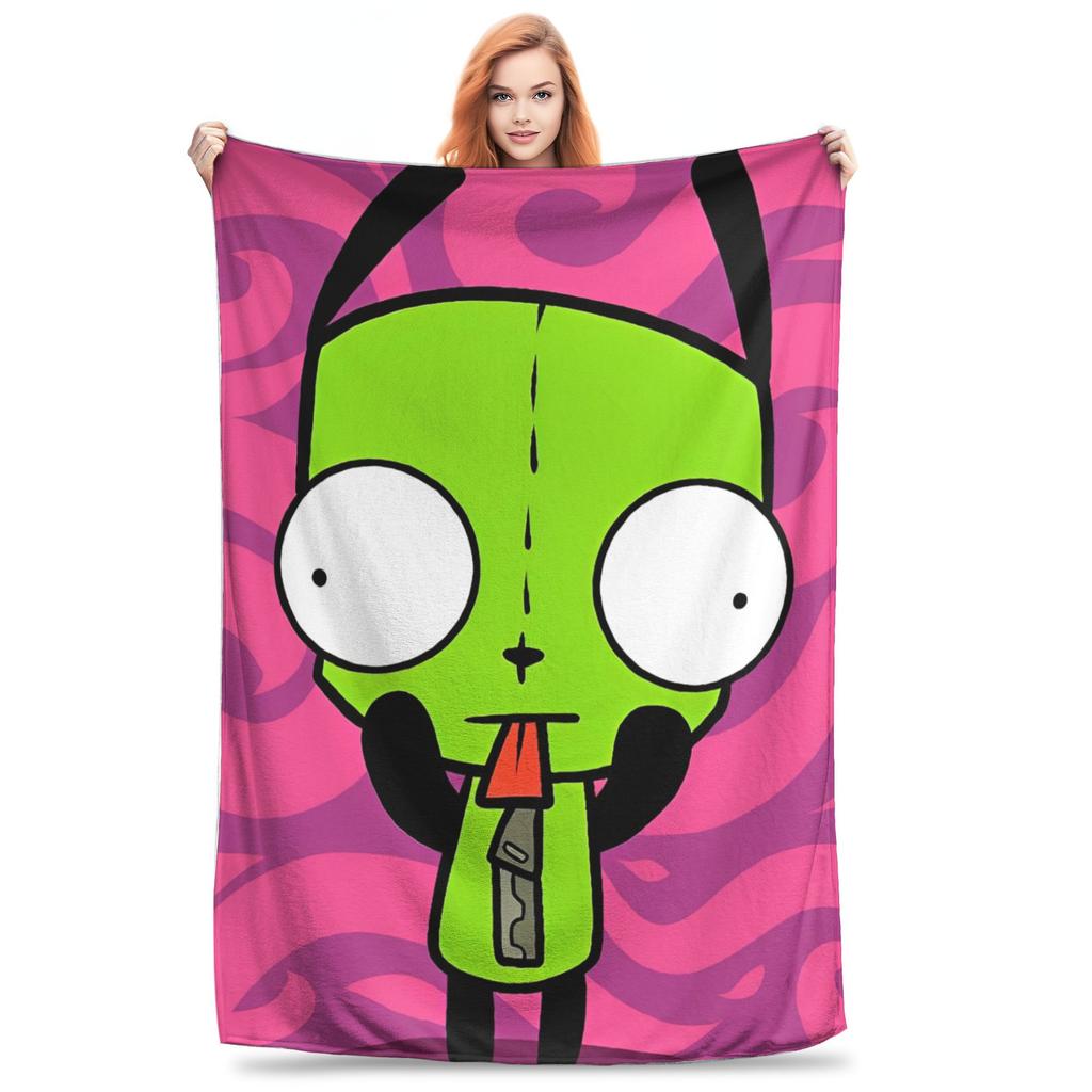 Invader Zim Gir Dib Robot Blankets Flannel Textile Decor Portable Super Soft Throw Blanket for Bed Car Bedspread