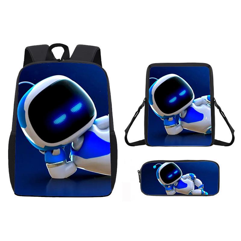 Astro Bot Backpack For Kids With Breathable Oxford Fabric And Cartoon Print For School Use
