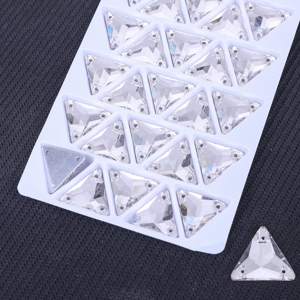Треугольное стекло с плоским дном, пришивное, страз, белое, AB, пришивной стеклянный страз, высокая вспышка, кристалл-бриллиант для DIY, одежда со стразами