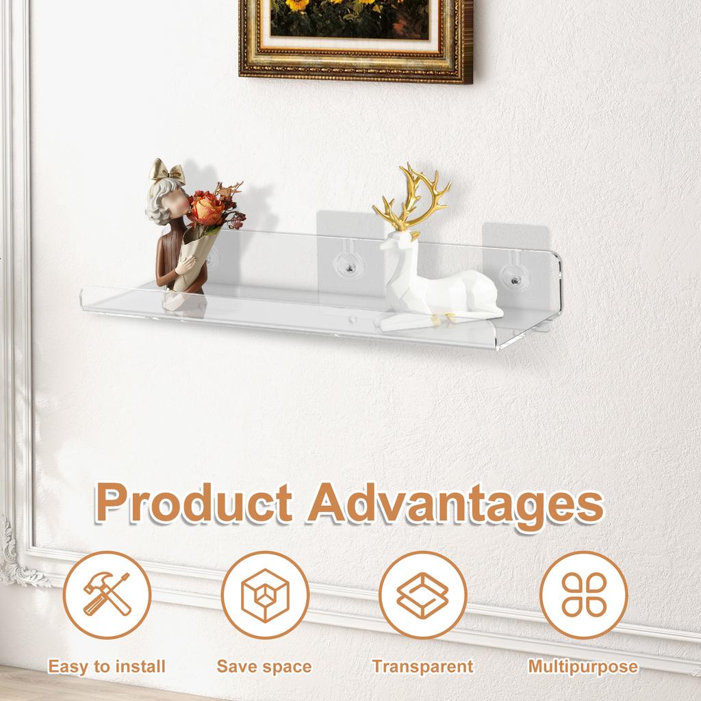 4-12 шт. Акриловая настенная полка для хранения, прозрачные подвесные полки для книг, записей, рукоделия и игрушек.