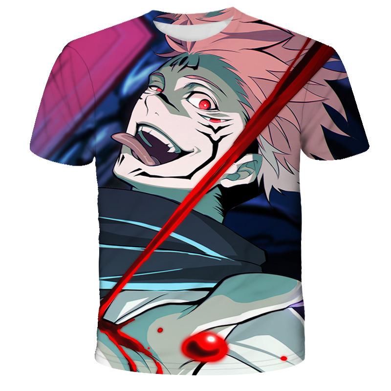 Японское Аниме Майки Jujutsu Kaisen 3D Принт Летние Быстросохнущие Круглый Вырез Короткий Рукав для Мужчин Полиэстер Не выцветают