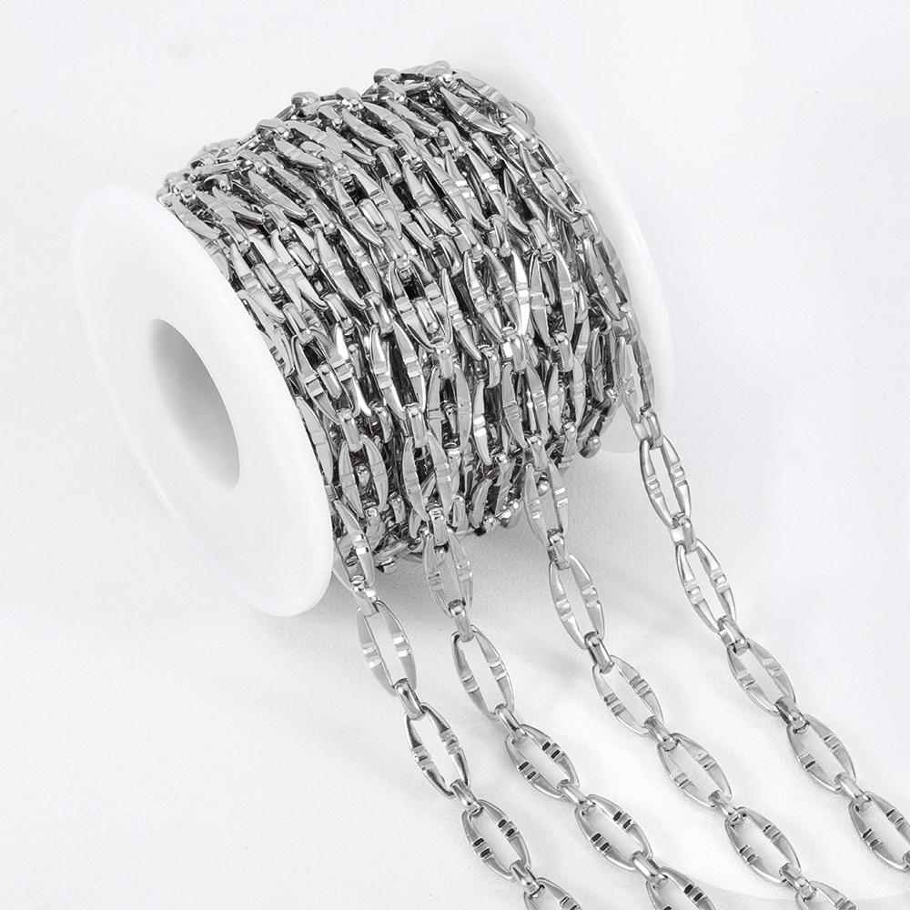 1meter Flat Geometric Heart Round Square Design Necklaces Chain Stainless Steel Link Chains DIY Bracelets Jewelry Making Chains