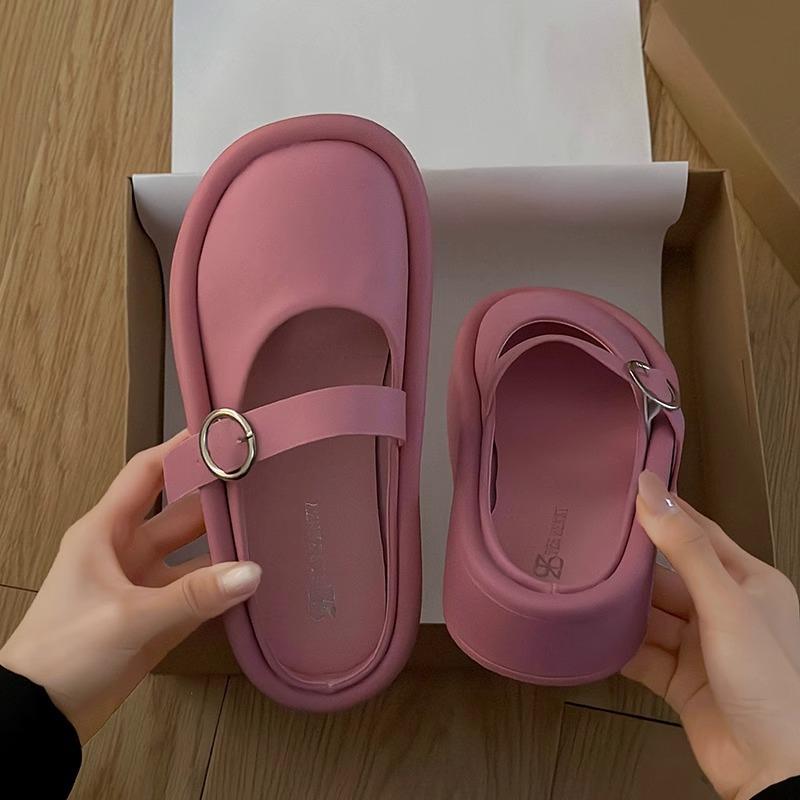 Ugly Cute Bag Head Half Slippers Women's Summer New Women's Fashion Thick Bottom Lazy Half Drag Middle Heel Wear Sandals