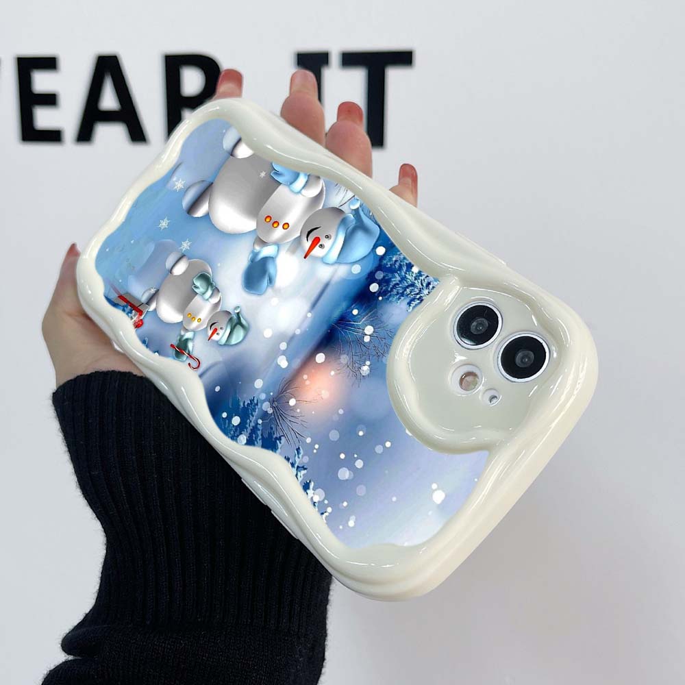 Чехлы для телефонов Samsung Galaxy A25 для iPhone 15 Xiaomi Poco X6 Redmi Huawei Honor 90 Infinix Realme A4, эксклюзивный рождественский арт, кремовый чехол, мягкий чехол