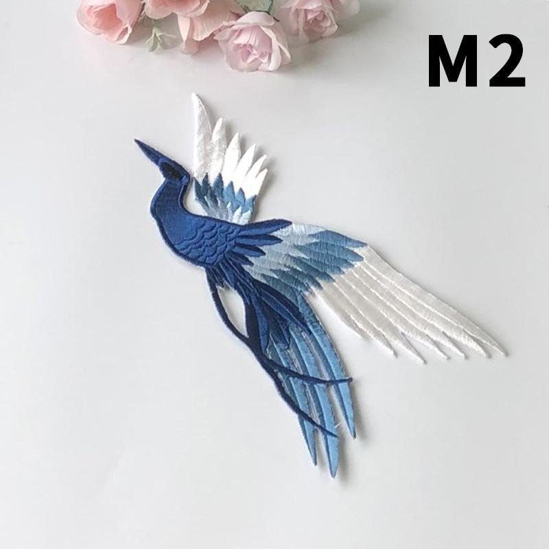 1 шт. Синяя вышивка Феникс Пришивные нашивки 3 размера Журавль Птица Вышитые нашивки для одежды Аппликация DIY Ремонт одежды Значок