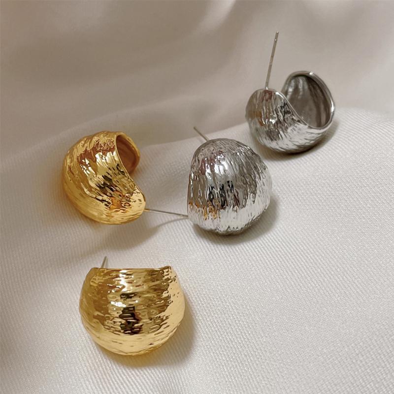 Minimal Design Metal Beans Stud Earrings For Cute Girls  New Fashion Jewelry Party Simple Accessories For Womens