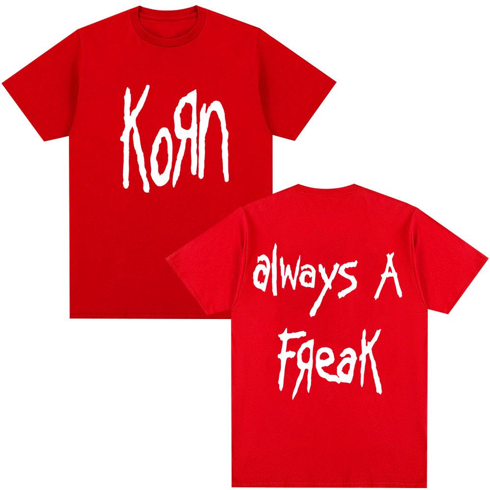 Korn Always A Freak Футболка с мерчем Металл Готика Рок-группа Топ Унисекс Женская Хлопок Оверсайз Y2K Короткий рукав Футболка Уличная одежда