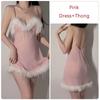 Soft Pajamas Women Sexy V Neck See-through Mesh Feather Ladies Suspender Nightgown Nightgown Uniform Set