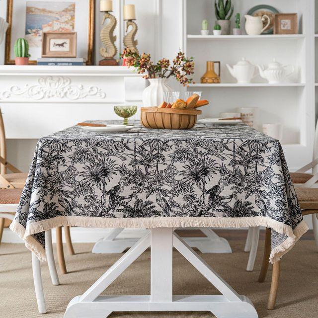 American Table Cloth Colorful Jacquard Table Cloth Oil Painting Thick Lace Table Cloth Blue Flower Home Decoration