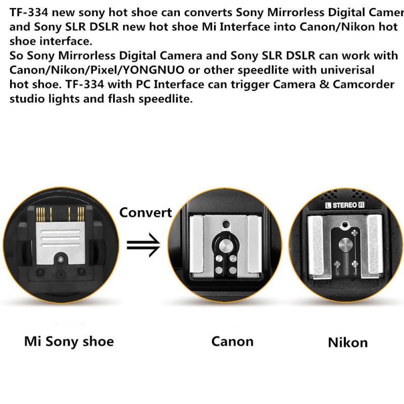 Адаптер для обуви TF-334 для преобразования камеры Sony Mi A7 A7RII A7II в Canon Nikon Yongnuo вспышку