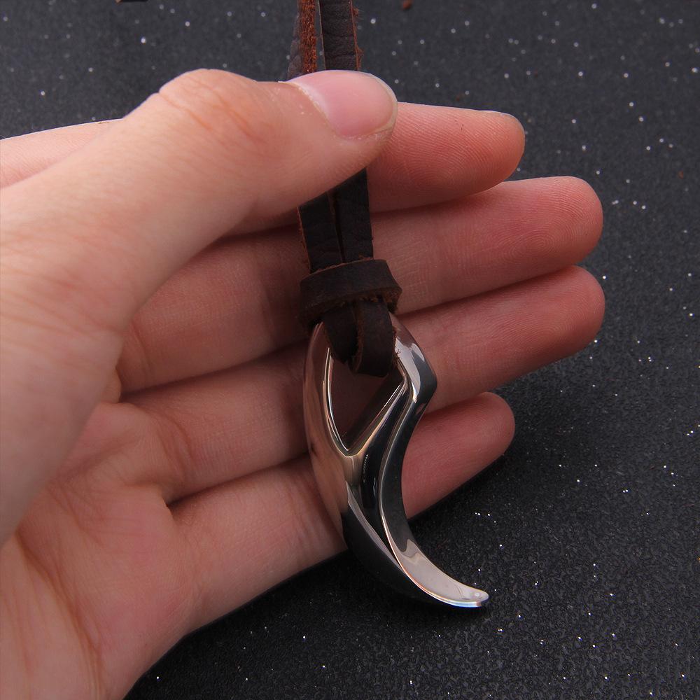 El Regalo мужское ожерелье из нержавеющей стали с черным волчьим клыком в стиле Брюса Ли | Мужские украшения | Мужское ожерелье с подвеской