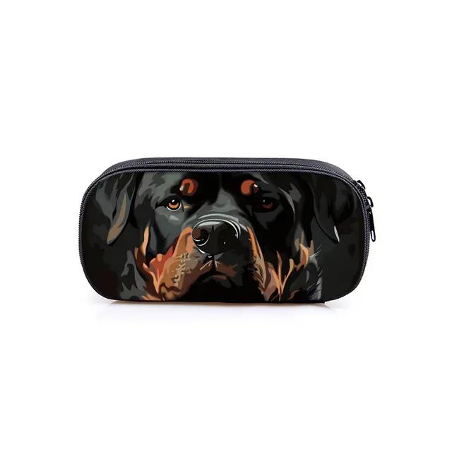 Hot Sales Dog Rottweiler Print Layered 3D Cartoon Fabric Pencil Case & Pen Bag Best Gift for Boys/Girls School & Office Use