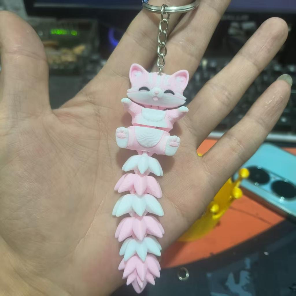 3D Printed Articulated Animal Keychain PLA Flexible Fidget Toy Pendant