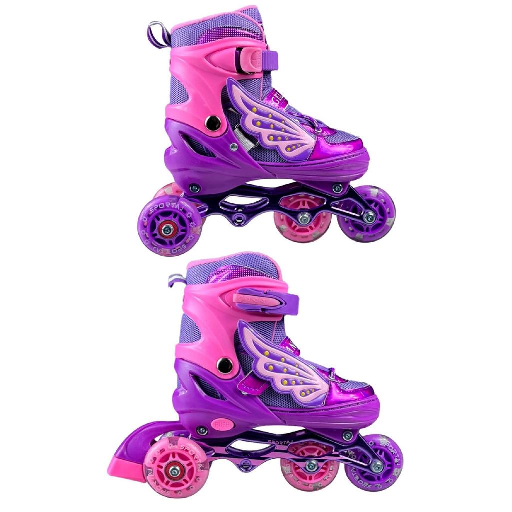 Angel Winged Illuminated Skates 2 2 Girl's Skates Silicone Wheel, 3 In 1 Wheel With Carrying Bag