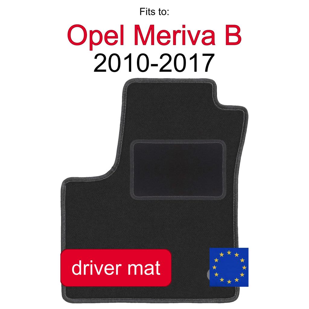 Velour Driver Floor Mat For: Opel Meriva B Minivan (2010-2017)
