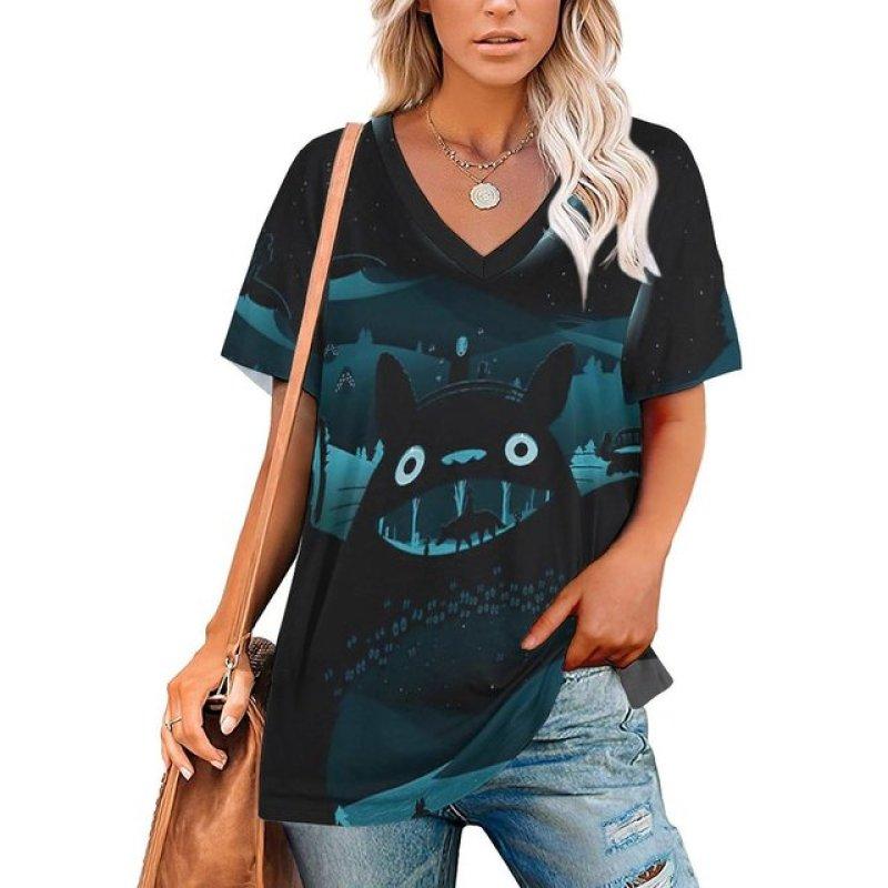 Fashion Women's Top Flowers Print T-shirt Short Sleeve Casual V-neck Tee 5xl Summer Female Holiday Oversized Women Pullover