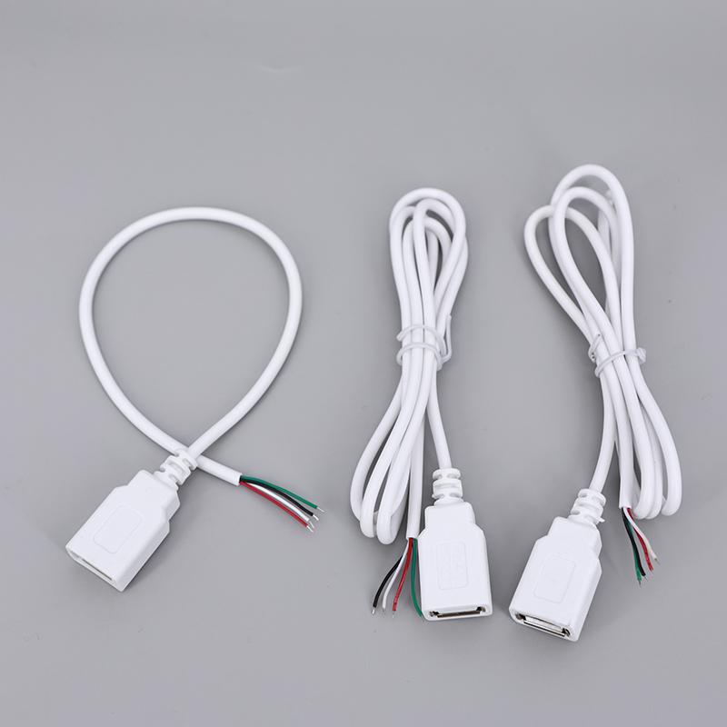 2-контактный 4-контактный 5V USB 2.0 Кабель питания Разъем Мама Папа Зарядка Удлинитель Разъем Провод белый 0.3м 1м