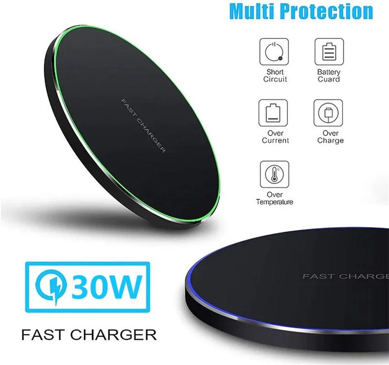 30W Wireless Charger Pad Stand for iPhone 16 15 14 13 12 Pro Max Samsung Xiaomi Phone Chargers Induction Fast Charging Dock Station