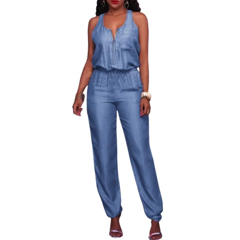 Джинсовый комбинезон, сексуальный женский элегантный синий летний повседневный джинсовый комбинезон, комбинезон