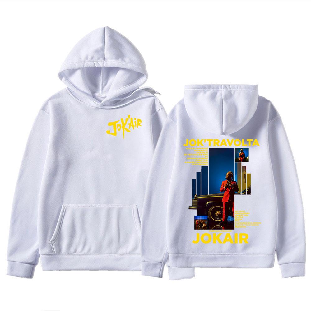Vintage French Rapper Jokair Jok Travolta Album Poster Front Back Graphic Pullover Hoodie for Men Women O Neck Casual Streetwear Unisex Sweatshirt