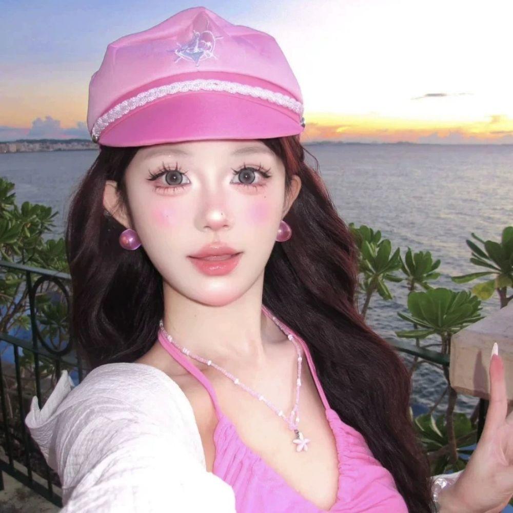 Marine Yacht Sailors Hat Nautical Pink Navy Cap Pink Captain Hat Festivals Accessories