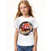 Adorable Cartoon-Style Red Panda in Space, Vibrant And Humorous Graphic Design for T-Shirts, Trendy Tops for Kids