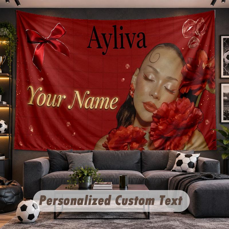 Wall Hanging Tapestry Custom NameAyliva Pattern Personalized Printed Fabric Wall Decor