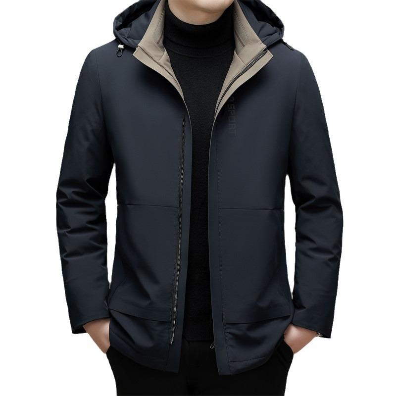 Пуховик мужской легкий и тонкий новый съемный головной убор для пап среднего возраста повседневная теплая мужская куртка