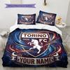 Custom Name Torino F.C Pattern Bedding Quilt Set Home Decoration Gift (1 * Duvet Cover + 2 * Pillowcase Without Core)