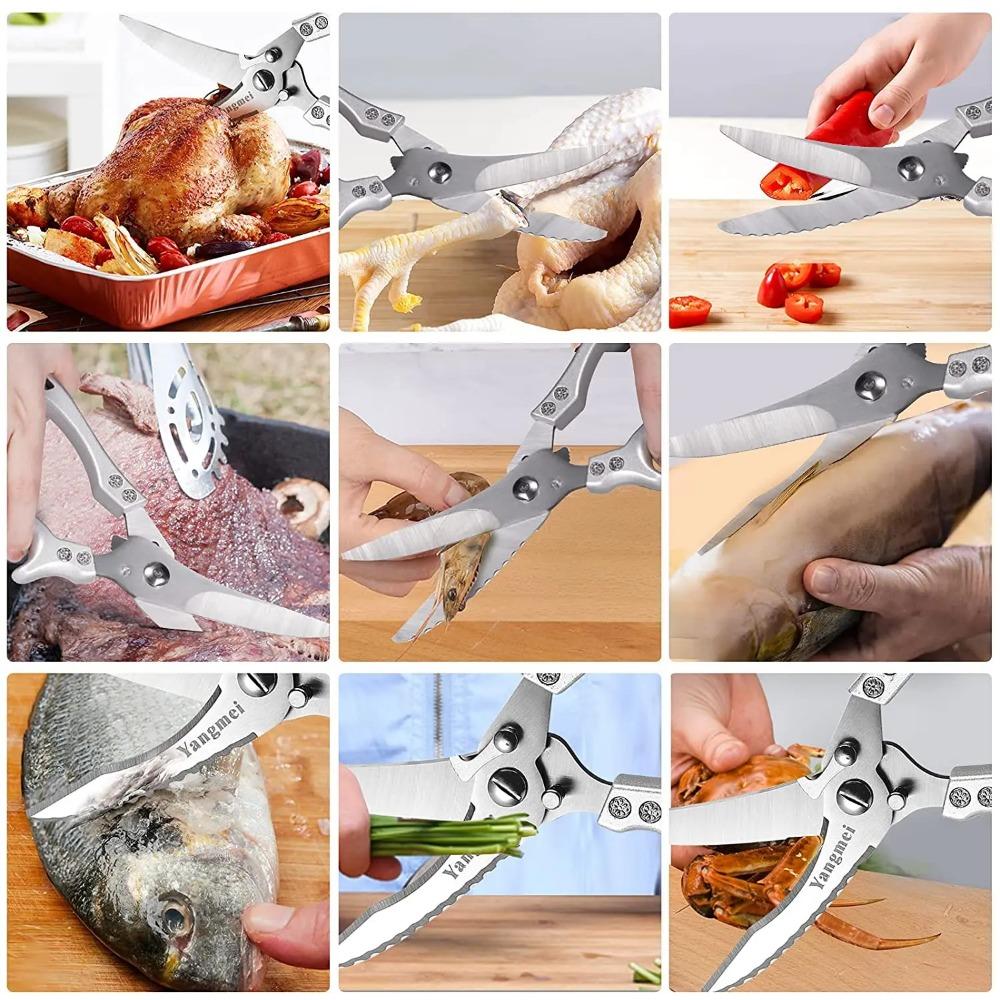 Кухонные ножницы для куриной кости, кухонные ножницы, резак для утки, рыбы, 4Cr13, ножницы из нержавеющей стали, весы, чистые кухонные ножницы, нож