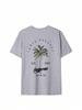 Womens Summer Casual Round Neck Palm Tree Letter Print Vacation Style Short Sleeve TShirt Top