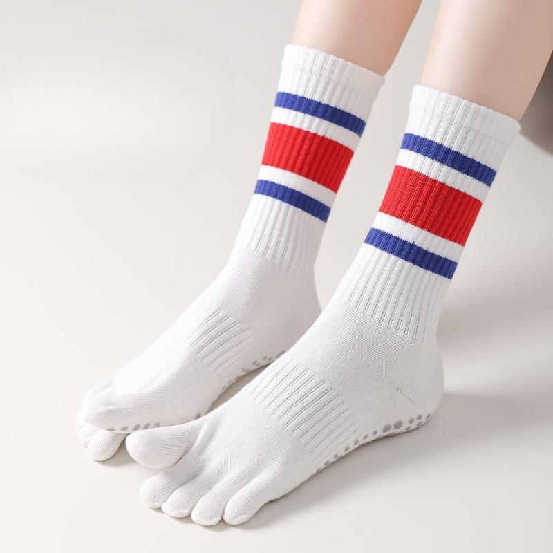 Носки с пятью пальцами, Носки для йоги, Профессиональные женские носки для пилатеса с противоскользящим эффектом, Противоскользящие носки, Носки для йоги, Осень и зима до середины икры