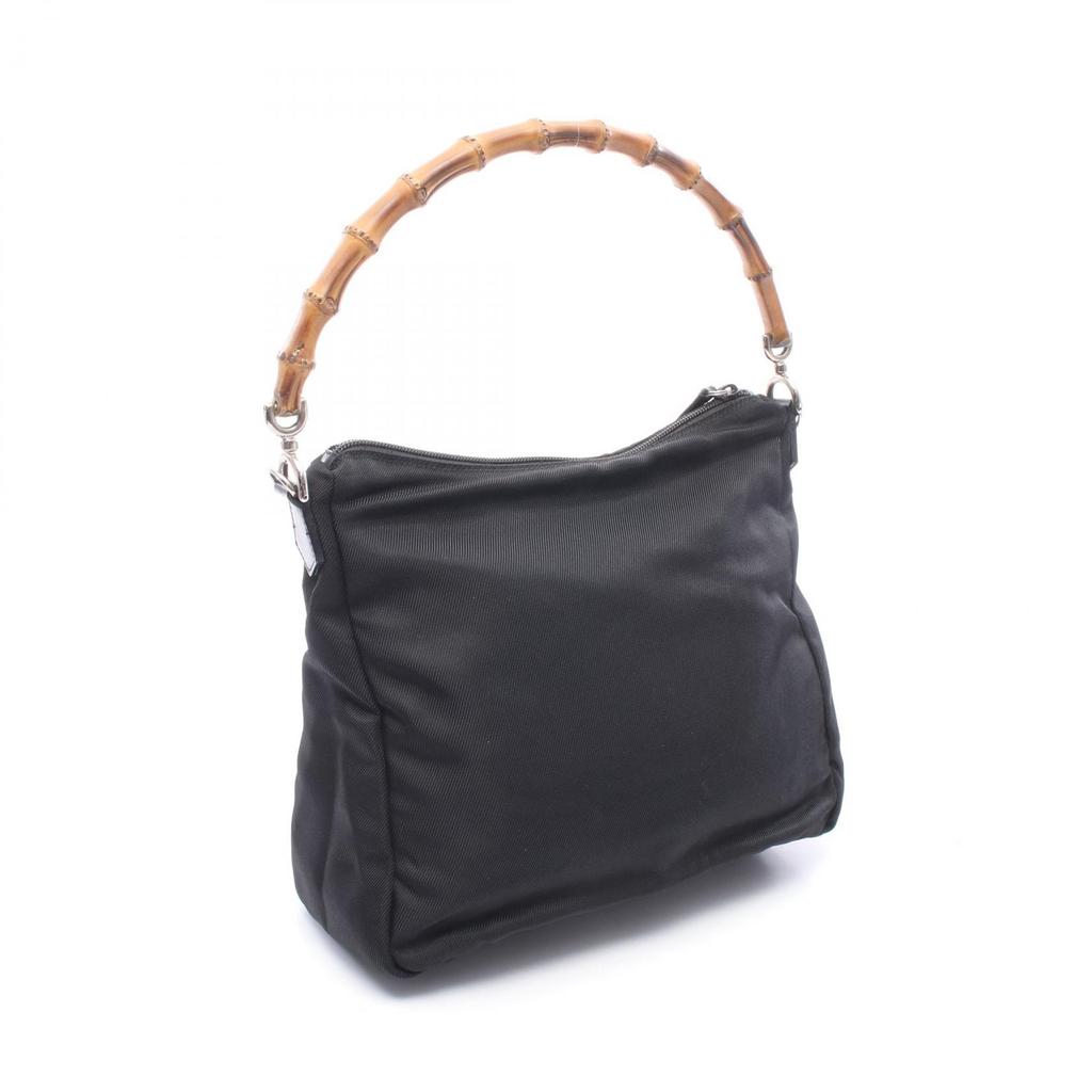 Used GUCCI Bamboo 2WAY Handbag 2032 canvas leather Black Used Women