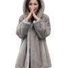 Женская свободная и утолщенная зимняя шуба с искусственным мехом норки Шуба из искусственного норкового меха Женская шуба с капюшоном из искусственного норкового меха