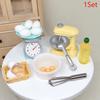 1Set 1:12 Dollhouse Miniature Flour Egg Beater Rolling Pin Cut Board Oil Bottle Baking Tool Model Kitchen Decor Toy