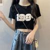 2025 Корейская свободная футболка с коротким рукавом и открытым пупком для женщин - Универсальный и модный дизайн