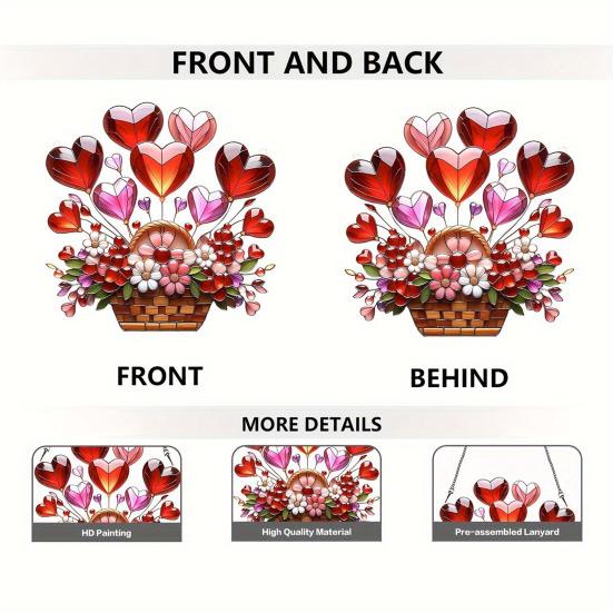 Potted Plants Sun Catcher Acrylic Window Hanging Ornament Floral Pattern Suncatcher for Home Wall Sunlit Spaces Decoration