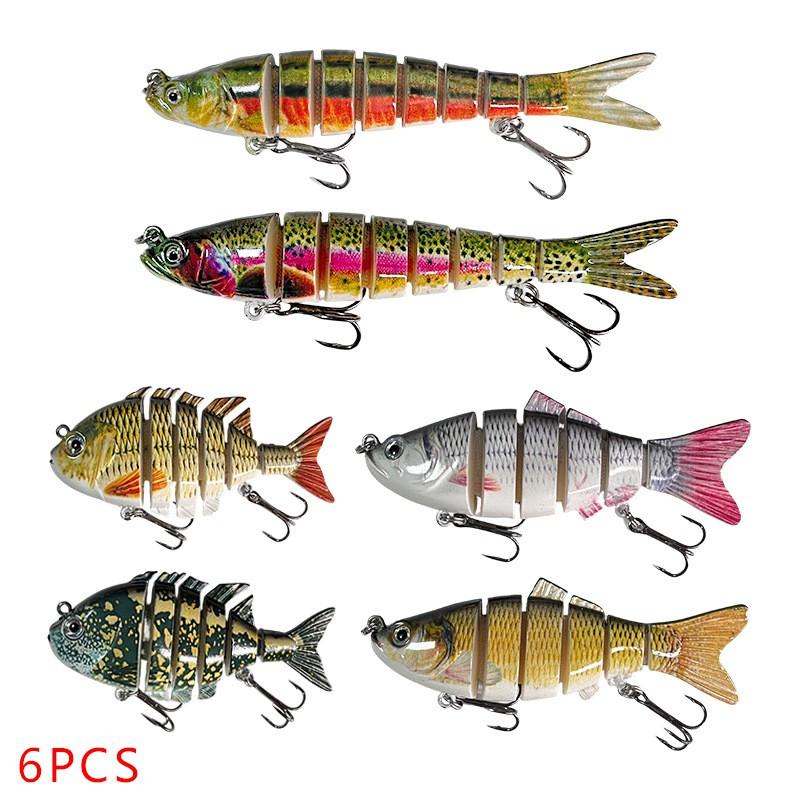 6-Piece Set Bionic Multi-Jointed Swimming Lure Hard Bait Freshwater Saltwater Fishing Bass Pike