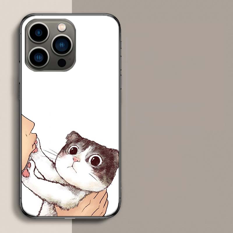 Чехол-брелок с котенком и поцелуем, мультяшный чехол для телефона Apple Iphone 16E 16 17 Pro Max Air 15 Pro 14 Plus 12 13 Mini, милый чехол