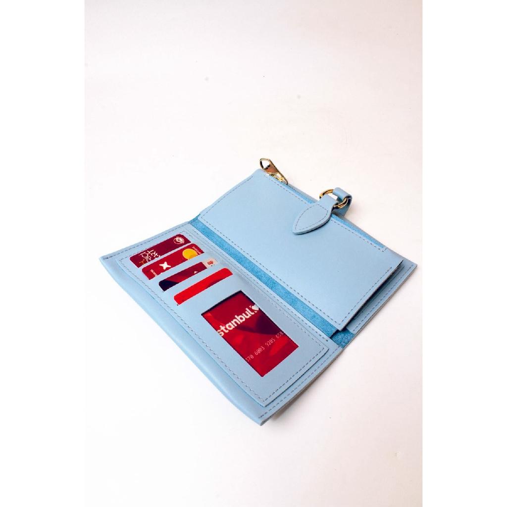 Soft Leather Orange Women's Wallet Accessory With Snap Fasteners, Multi-compartments, Zipper In The Middle And Phone Holder