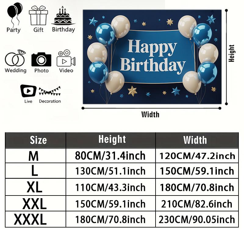 Party Backdrop Birthday Stars Balloon Blue Elegant Photo Booth Wall Decor Front Door Decor