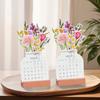 Календарь Bloomy Flower 2025 года Настольный календарь Bloomy Flowers с деревянной основой, ежедневник для закладки, открытки, украшения стены