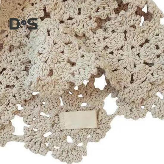 Женская вязаная шапка с ажурным узором крючком, дышащая шапка ручной работы, уличная одежда для работы на открытом воздухе