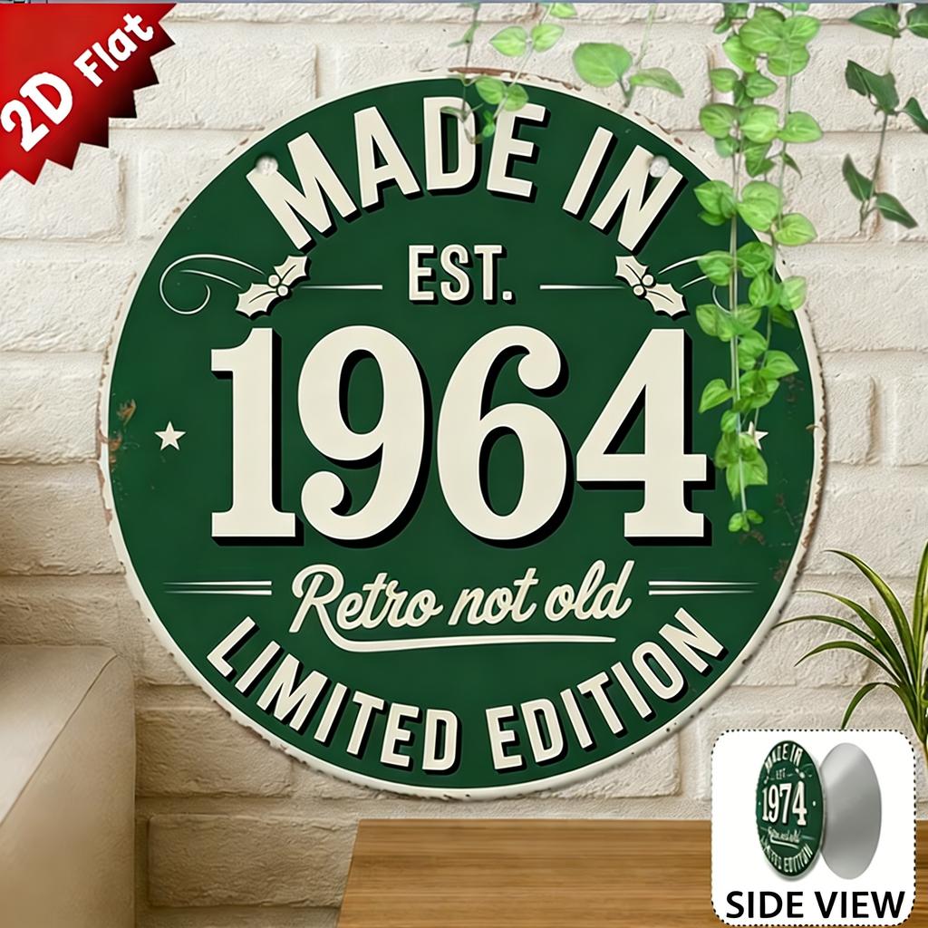 Made in  Retro Not Old D Flat Round Metal Sign Limited Edition Vintage Green Rustic Wall Decor for Home Bar Cafe
