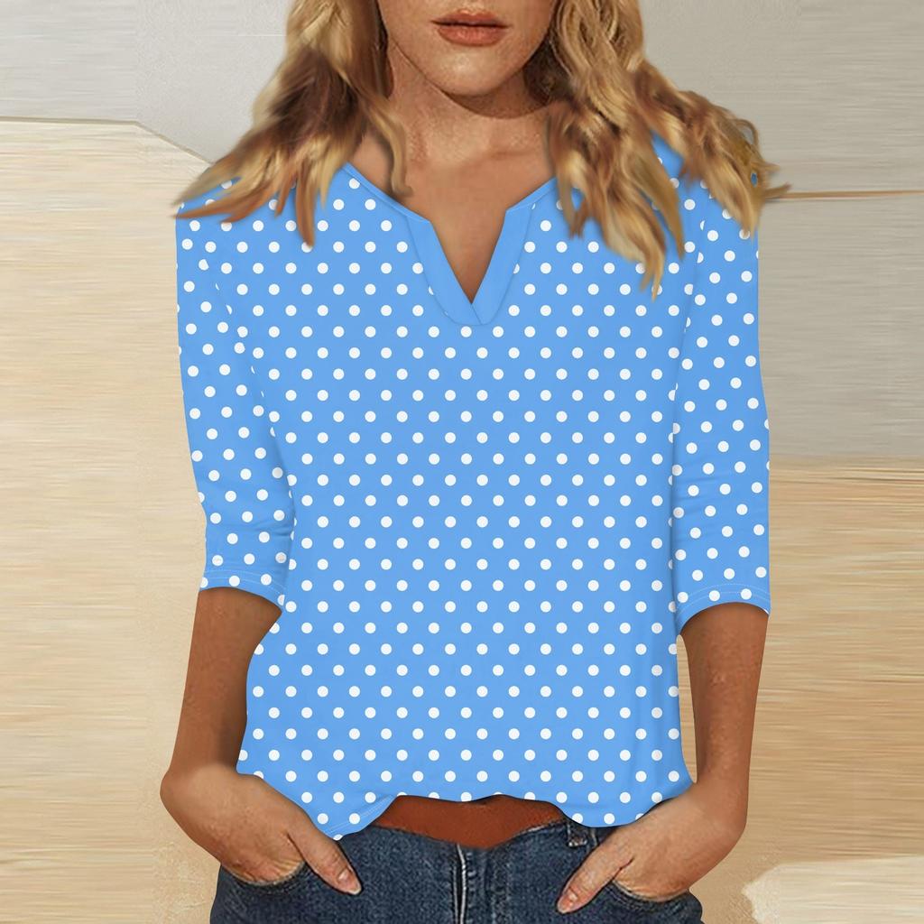 Women's Stand Collar 3/4 Sleeve Printed Top T-shirt