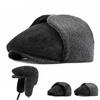 Beret Hat Men's Winter Velvet Thick Ear Protection Warm Beret Outdoor Windproof Cold-Proof Middle-Aged Elderly Men's Cap