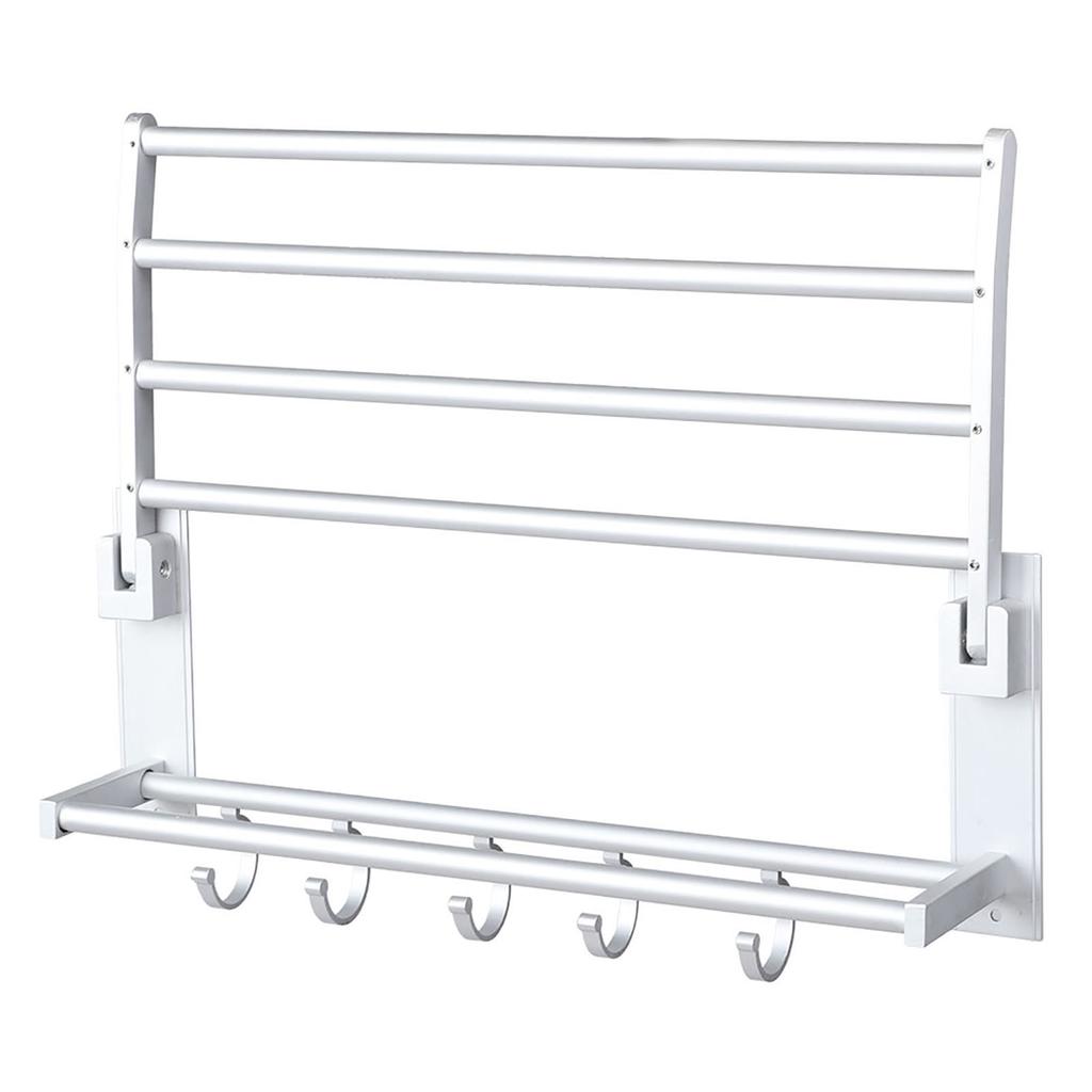 Household Bathroom Space Aluminum Wall Mounted Double Layer Bath Towel Holder Towel Rack Storage