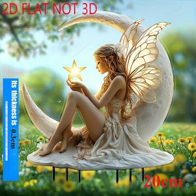 Заливной плоский 2D акриловый цветочный кипящий ландшафтный декор, фея, полумесяц и звезды, для гостиной, офиса, спальни, украшение