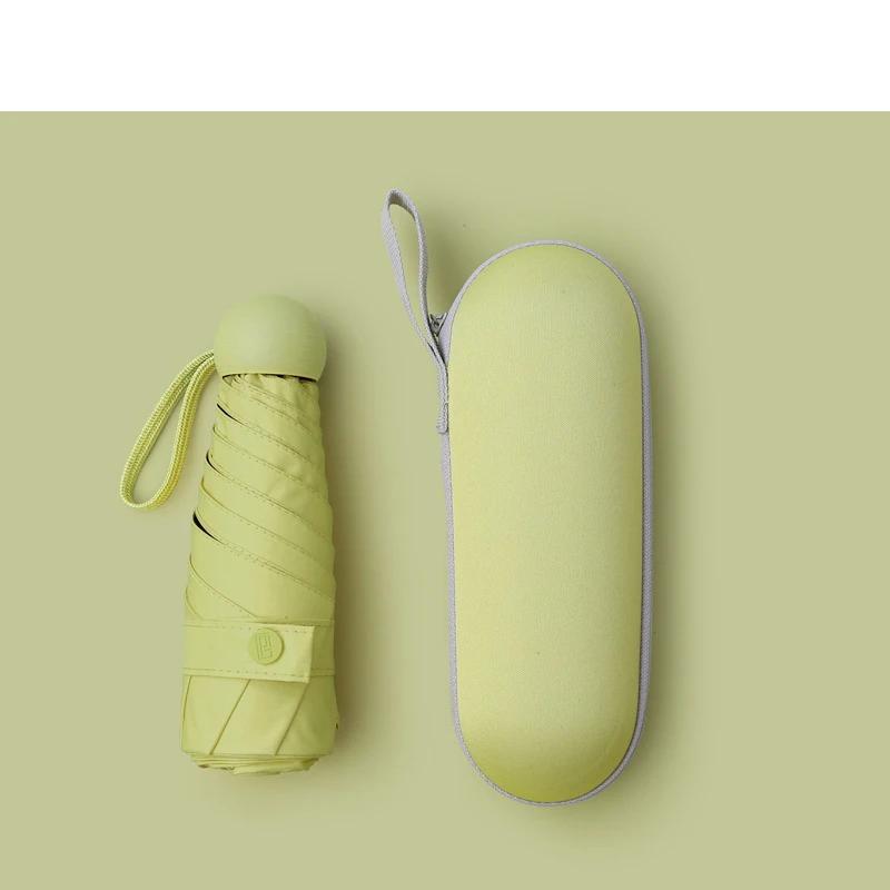 Новый капсульный зонт с пятью отделениями для очков, ультралегкий мини-карманный черный резиновый козырек, компактный и солнечный УФ-зонт