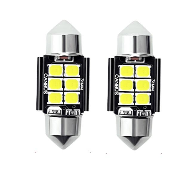 2pcs 12V C5W 31mm 36mm 39mm 41mm 3030 6 SMD Car Festoon Lights Auto Interior Dome Lamp Reading Bulb White
